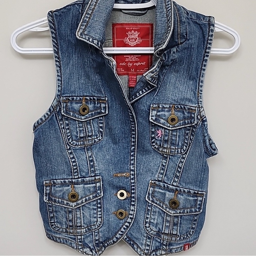 EDC by Esprit - Vintage Denim Vest. Jeans Jacket. Size Medium Women. - Picture 5 of 6